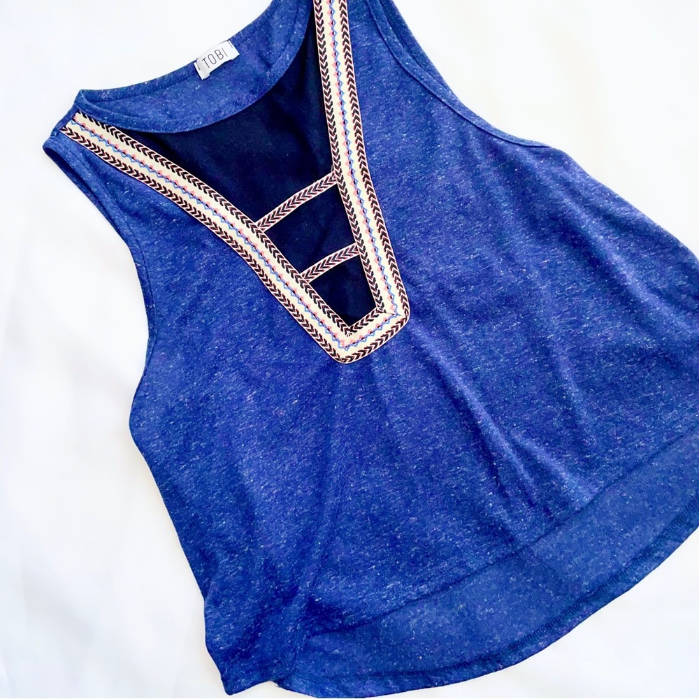 TOBI Tank Top, Mesh Neckline, Sz S, EUC